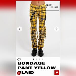 Tripp NYC Yellow Plaid Bondage Pants